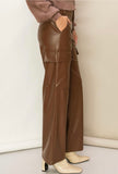 Chocolate Leather Cargo Pants