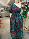 Teal Print 1 Shoulder Dress