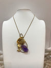 Gold Necklace with Purple Stone