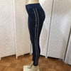 Stretch Denim Leggings with Rhinestones