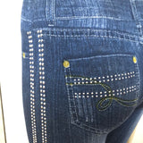 Stretch Denim Leggings with Rhinestones
