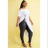 White Asymmetrical Drawstring Top