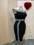 Black and Blue Fitted Dress