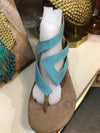 Aqua/Taupe Reversible sandals