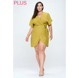 Golden Dijon Plus Wrap Dress