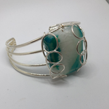 Semi precious stone bracelet set in silver wire