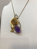 Gold Necklace with Purple Stone