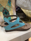 Aqua/Taupe Reversible sandals