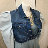 Denim Jacket with Powder Blue Sleeves