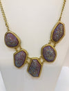 Lavender and Gold Abstract Shaped Necklace Set