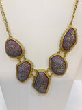 Lavender and Gold Abstract Shaped Necklace Set